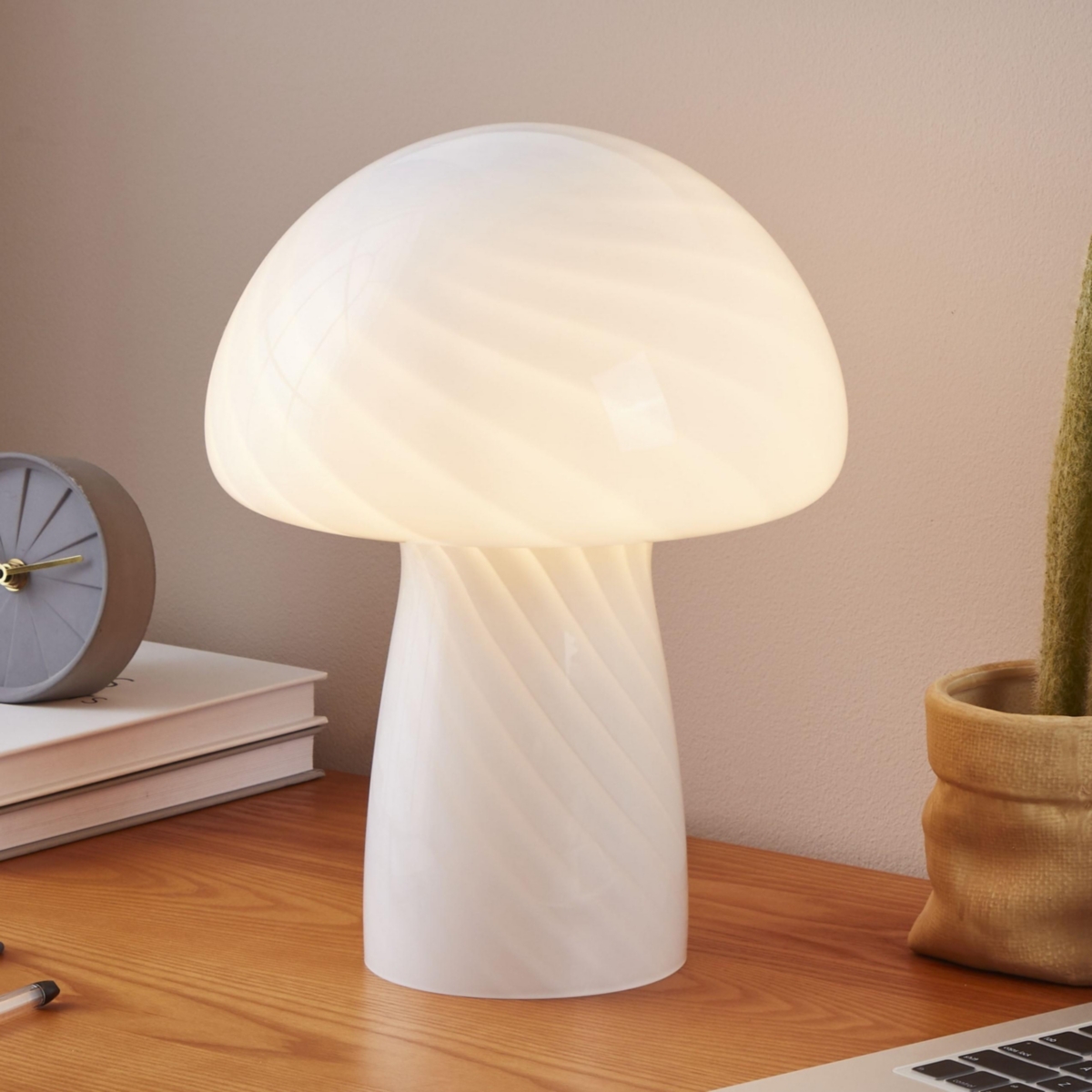 Mushroom Frosted Glass Led Table Lamp Bundle (13")