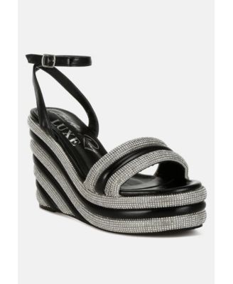 Womens My Bliss Rhinestone Studded Wedge Sandals