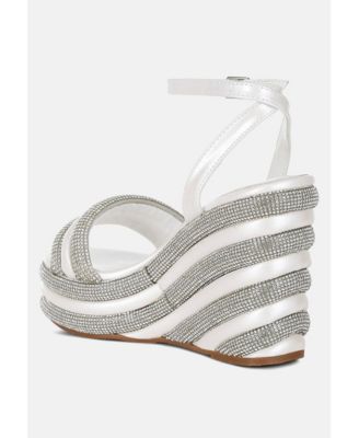 Womens My Bliss Rhinestone Studded Wedge Sandals