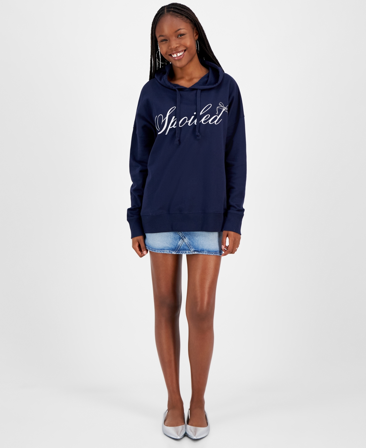 Grayson Threads, The Label Juniors' Spoiled Graphic Hoodie In Navy
