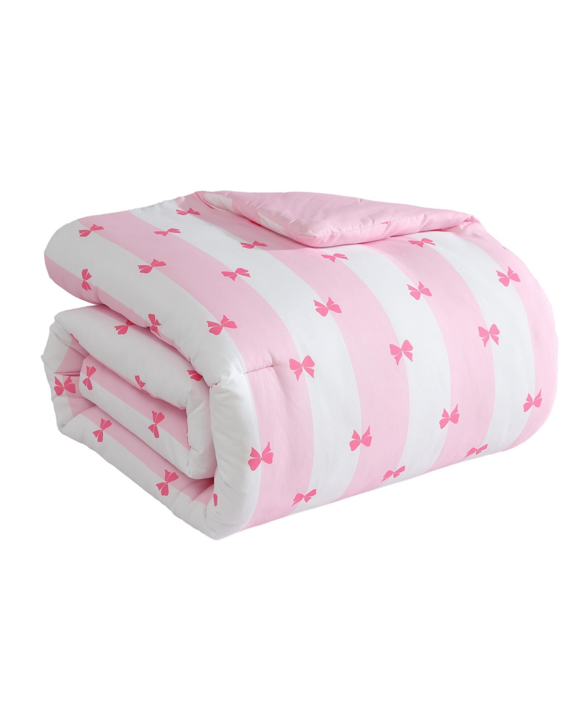 Betsey Johnson Bow Stripe Reversible 8-pc. Comforter Set, Queen In White,light Pink,hot Pink