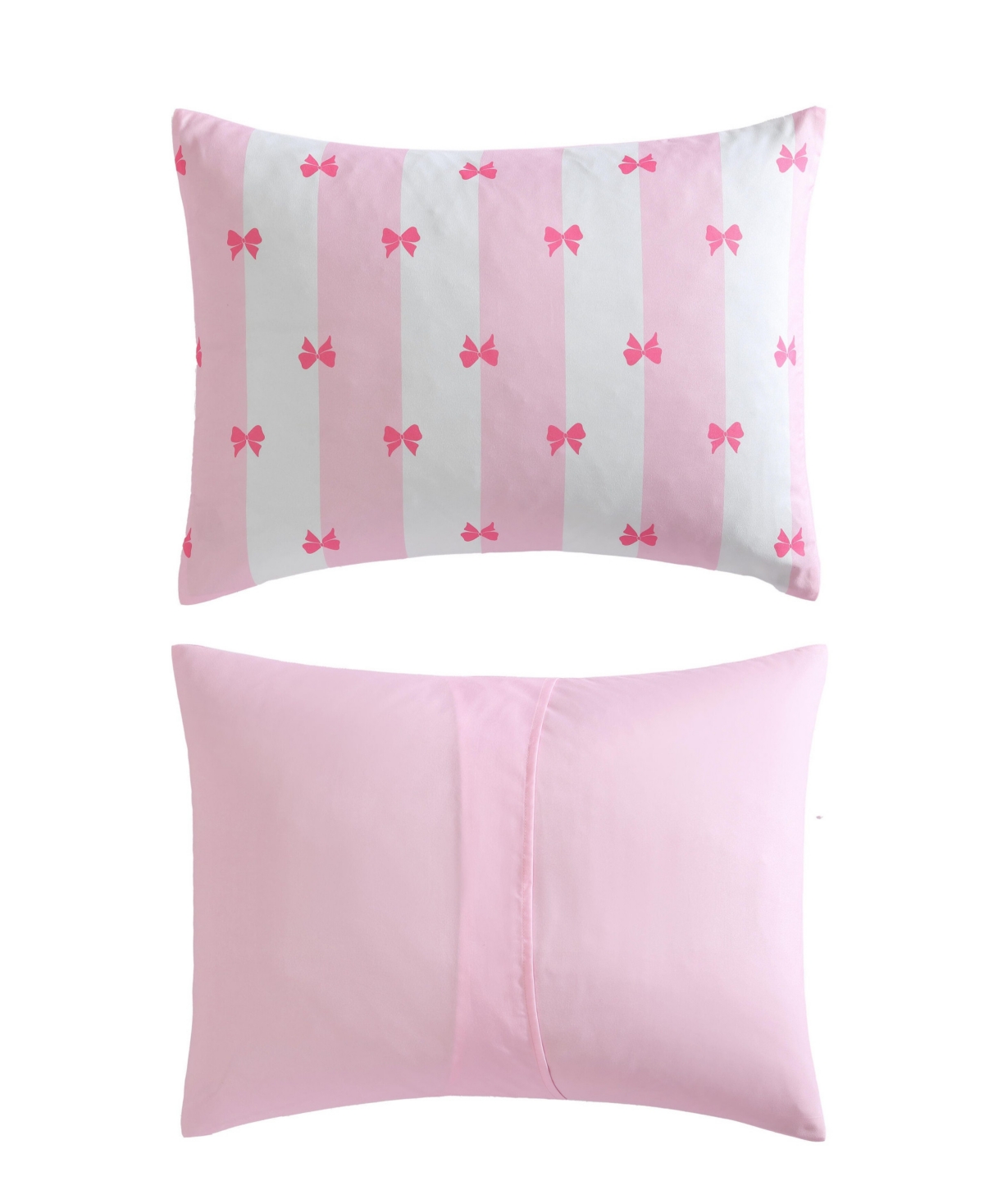 Betsey Johnson Bow Stripe Reversible 8-pc. Comforter Set, Queen In White,light Pink,hot Pink