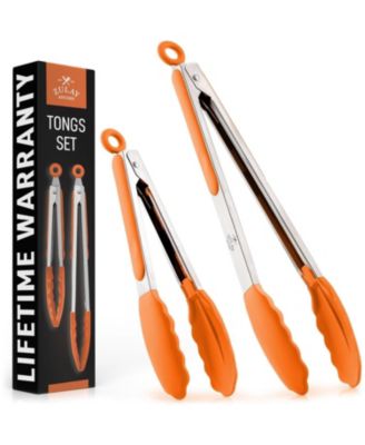Stainless Steel Kitchen Tongs with Silicone Tips - Set of 2