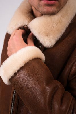 Men's Leather Sheepskin Jacket, Brown, Created for Macy's