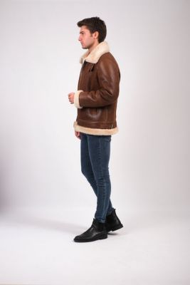 Men's Leather Sheepskin Jacket, Brown, Created for Macy's