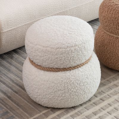 WKJ1Y White snowman stool, Greig plush cushion, playful and cute, suitable for any spacehite