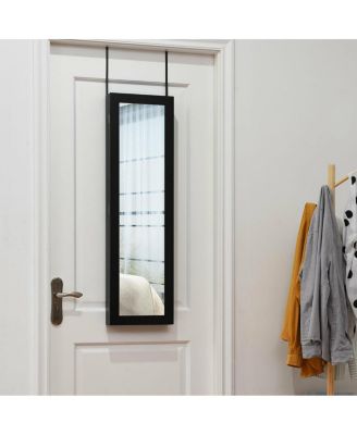 Full Length Mirror Jewelry Cabinet with Ring Slots and Necklace Hooks