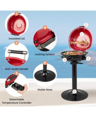 1600W Electric BBQ Grill with Removable Non-Stick Warming Rack