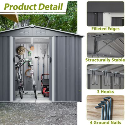 Streamdale 8'x6' Metal Storage Shed with Lockable Doors