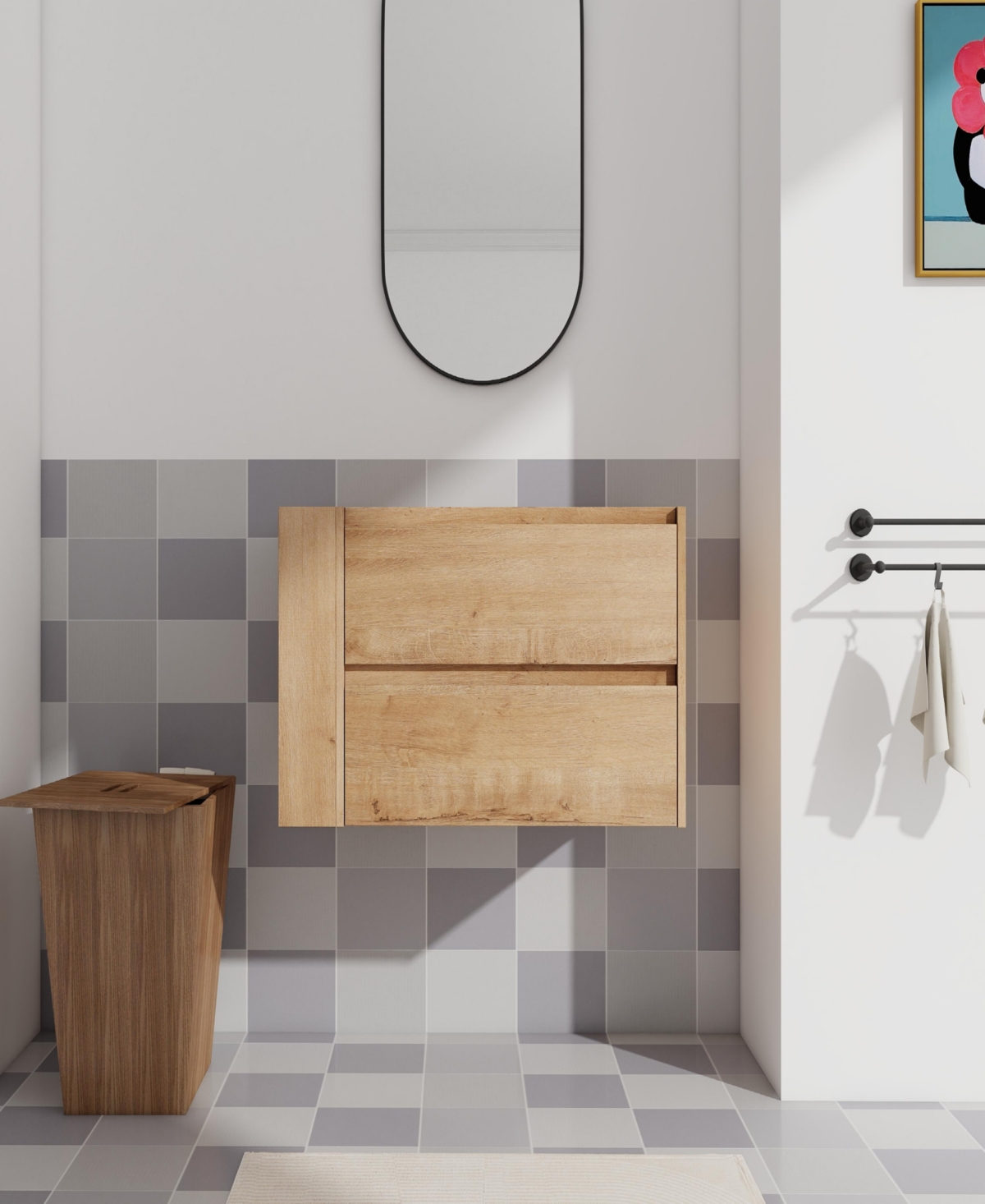 Simplie Fun 30" Wall Mounting Bathroom Vanity, Soft Close Drawer(Only Vanity, Without Basin)