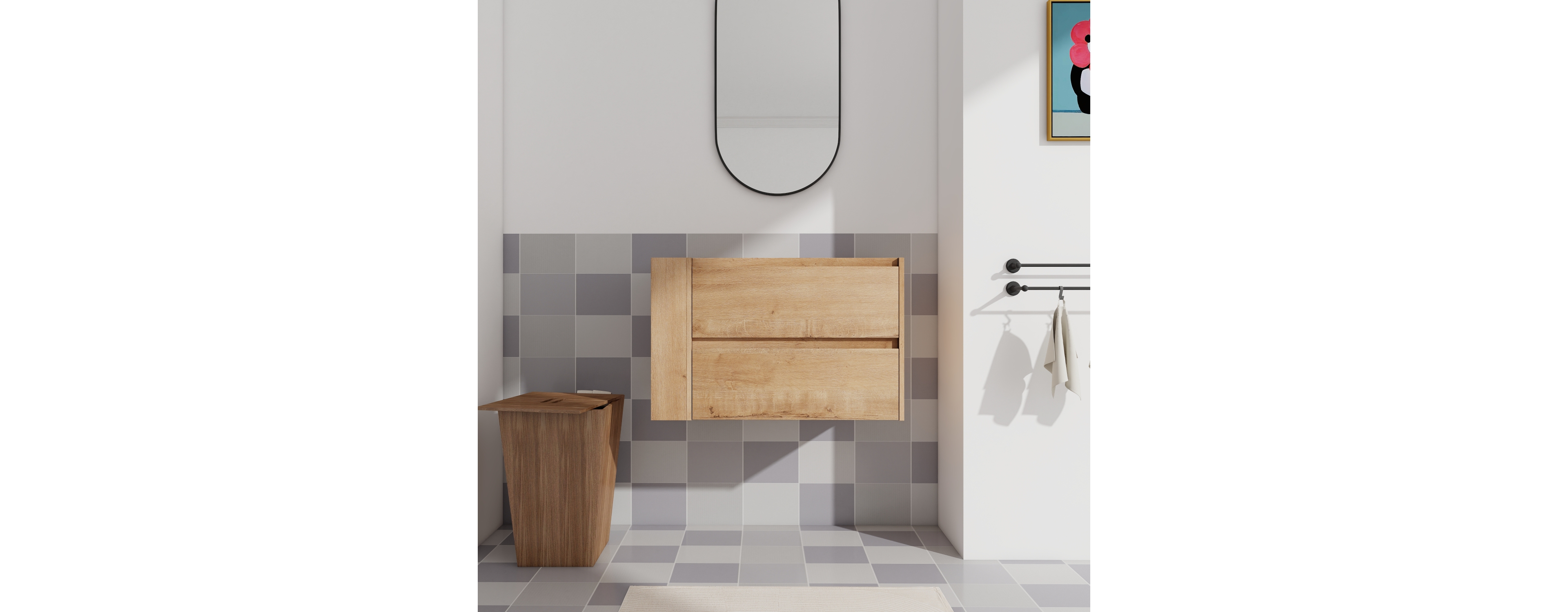 Simplie Fun 30" Wall Mounting Bathroom Vanity, Soft Close Drawer(Only Vanity, Without Basin)
