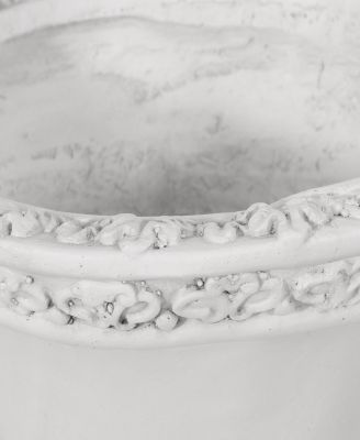 Elegant Roman Faux-Stone Planter With Botanical Accents