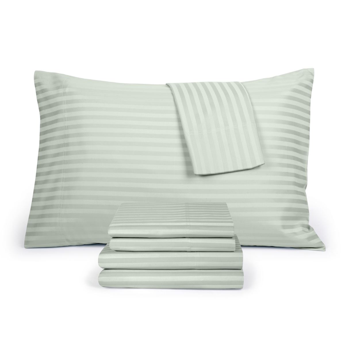 Fairfield Square Collection Brookline 1400 Thread Count 6 Pc. Sheet Set, Queen, Exclusively At Macy's In Seaglass Stripe