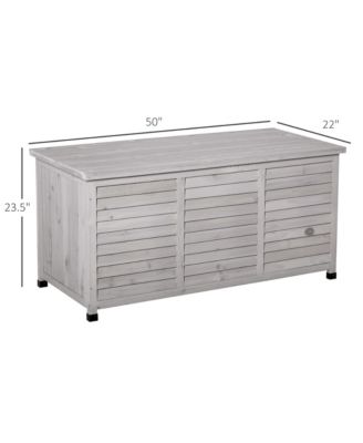 75 Gallon Wooden Deck Box, Outdoor Storage Container with Aerating Gap & Weather-Fighting Finish, Grey