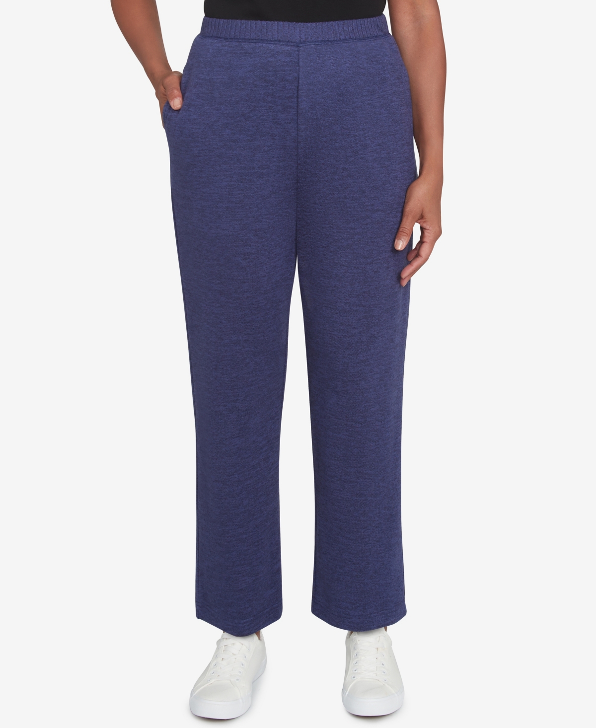 Alfred Dunner Women's French Quarter Soft Brushed Knit Average Length Pants In Blue