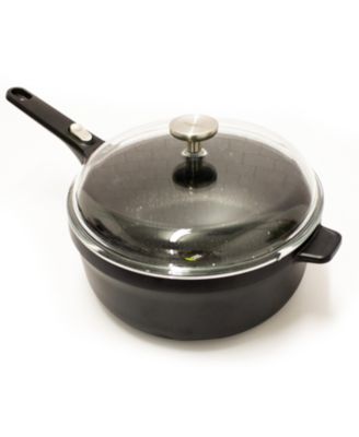 GEM 11" Nonstick Saute Pan 4.6Qt., Detachable Handle, Black, Glass Lid