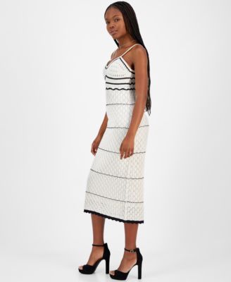 Juniors' Sleeveless Crochet Midi Dress