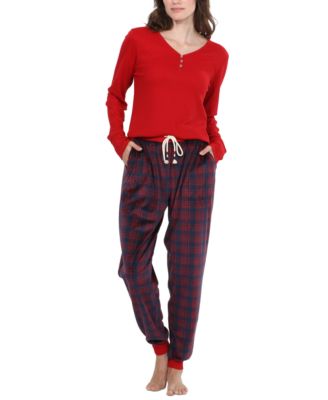 Honeydew - Women's Travel Day Henley Fleece Pajama Set