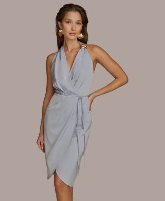 Donna Karan New York Women's Hardware-Trim Faux-Wrap Dress