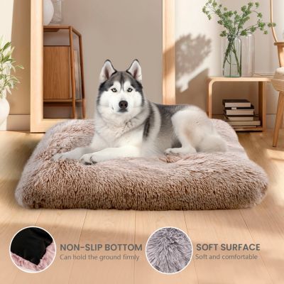 Pet Bed Mat, Plush Eyelash Faux Fur Calming Blanket Carpet Rug Mattress for Cats and Dogs in Tufted Design