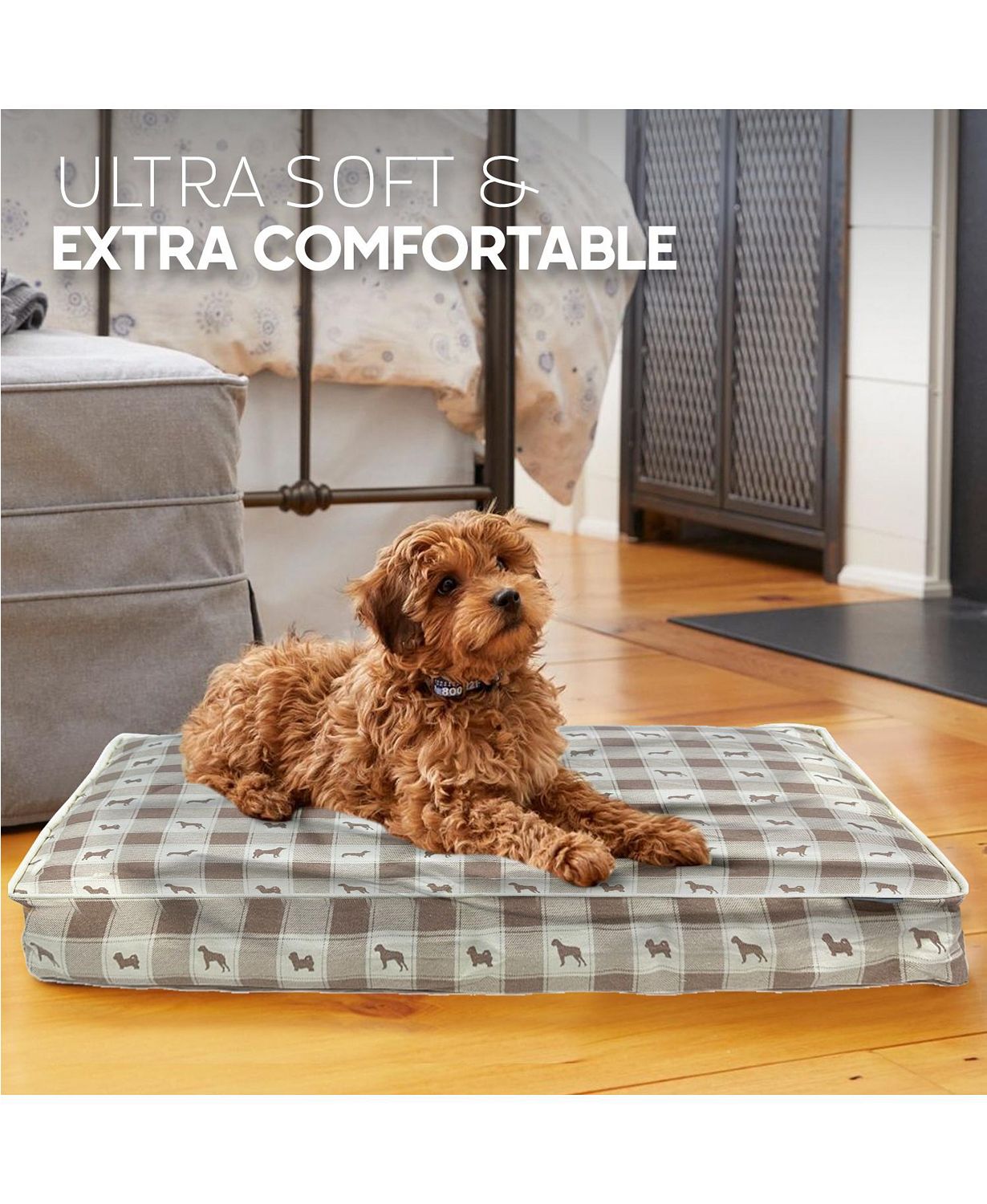 Paw & Decor Paws and Decor Orthopedic Dog Bed, Pet Bed to Support Dogs Joint Health, Paws and Dots Pattern