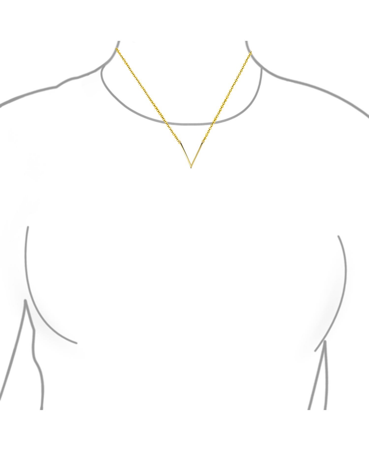 Bling Jewelry Minimalist Geometric Chevron V Pendant Necklace For Women 14K Gold Plated .925 Sterling Silver