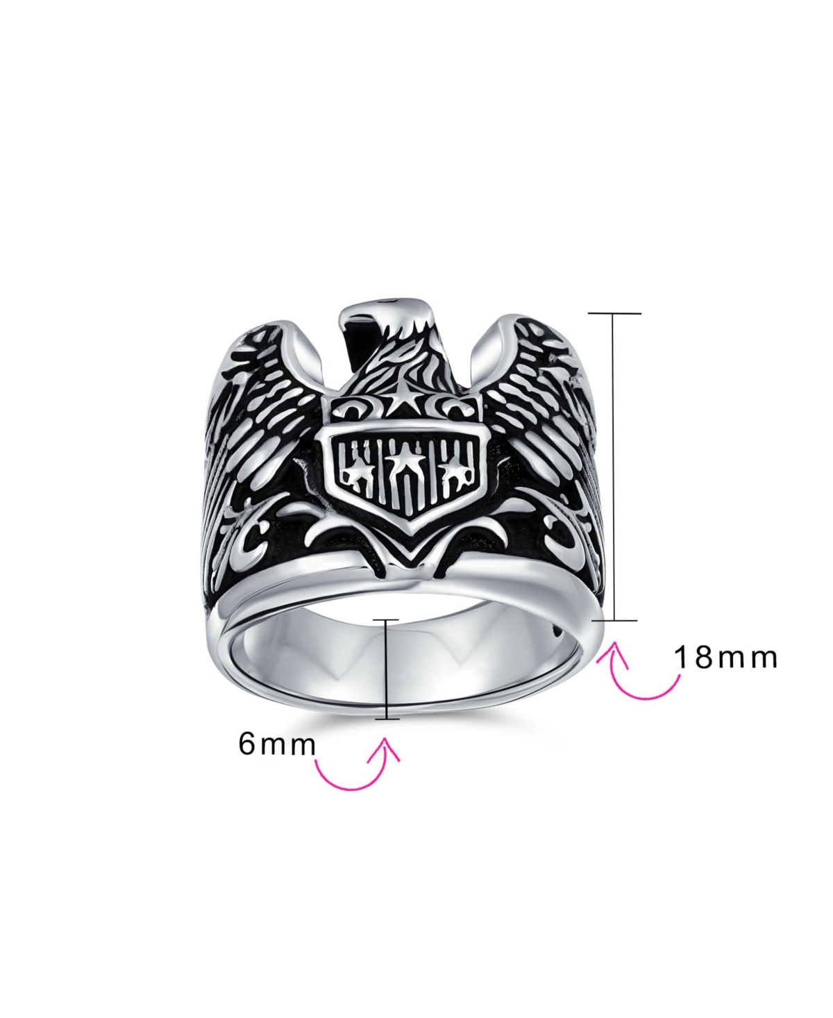 Bling Jewelry Biker Patriotic Usa Bald Eagle Signet Ring Oxidized .925 Sterling- Silver