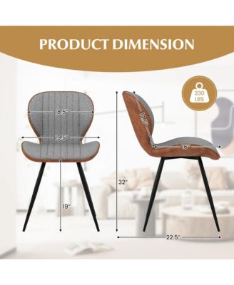 2 Set Armless Dining Chair w/ Curved Backrest U-shaped Seat & Non-slip Foot Pad