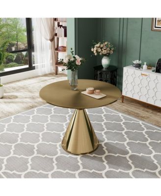 Round Gold Stainless Steel Dining Table