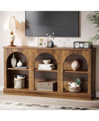 Farmhouse Console Table, 63-Inch Long Entryway Table with 3 Tier Storage, Wooden Rectangular Sofa Table Behind The Couch