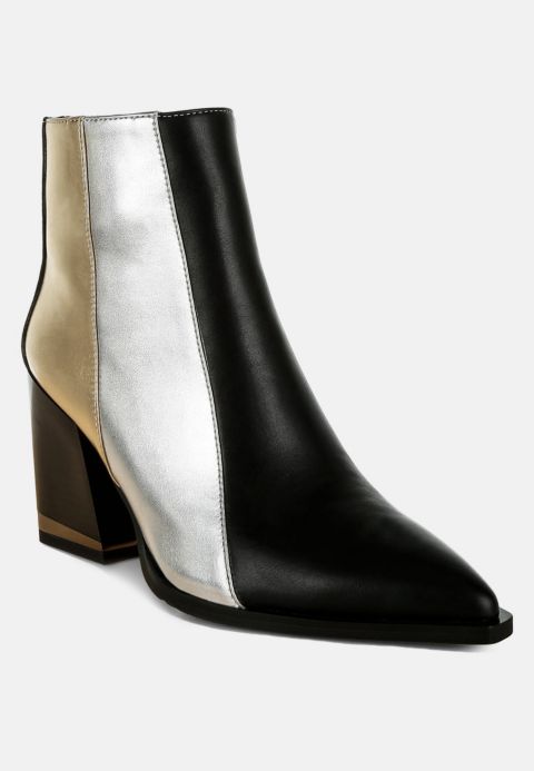 Женские ботинки London Rag Stemon Three Tone Block Heel, цвет: Чёрная искусственная кожа