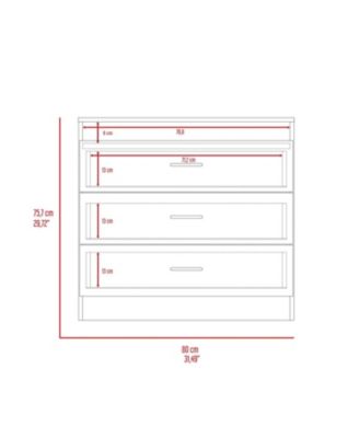 29" Particle Board Three Drawers, Metal Hardware, Superior Top Zurich Dresser