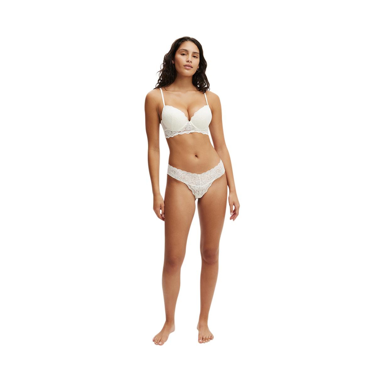Cotton On Women's Everyday Lace Longline Push Up 2 Bra