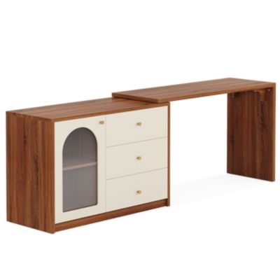 L Shaped Computer Desk with Drawers, Modern Corner Home Office Desk with Reversible Storage Cabinet, Long Study Writing Desk Workstation