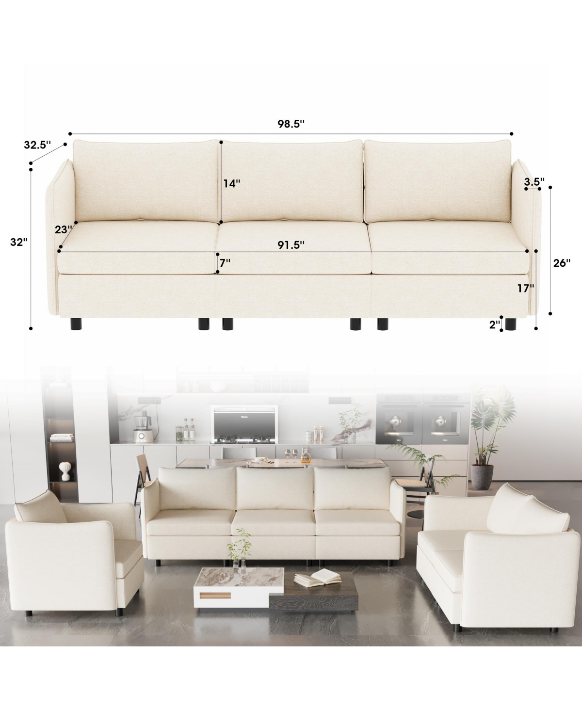 Streamdale Modular Sectional Sofa with Storage (1+2+3 Seats)