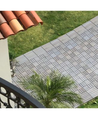 30-Piece Deck Tile Set, Acacia Hardwood, Light Gray