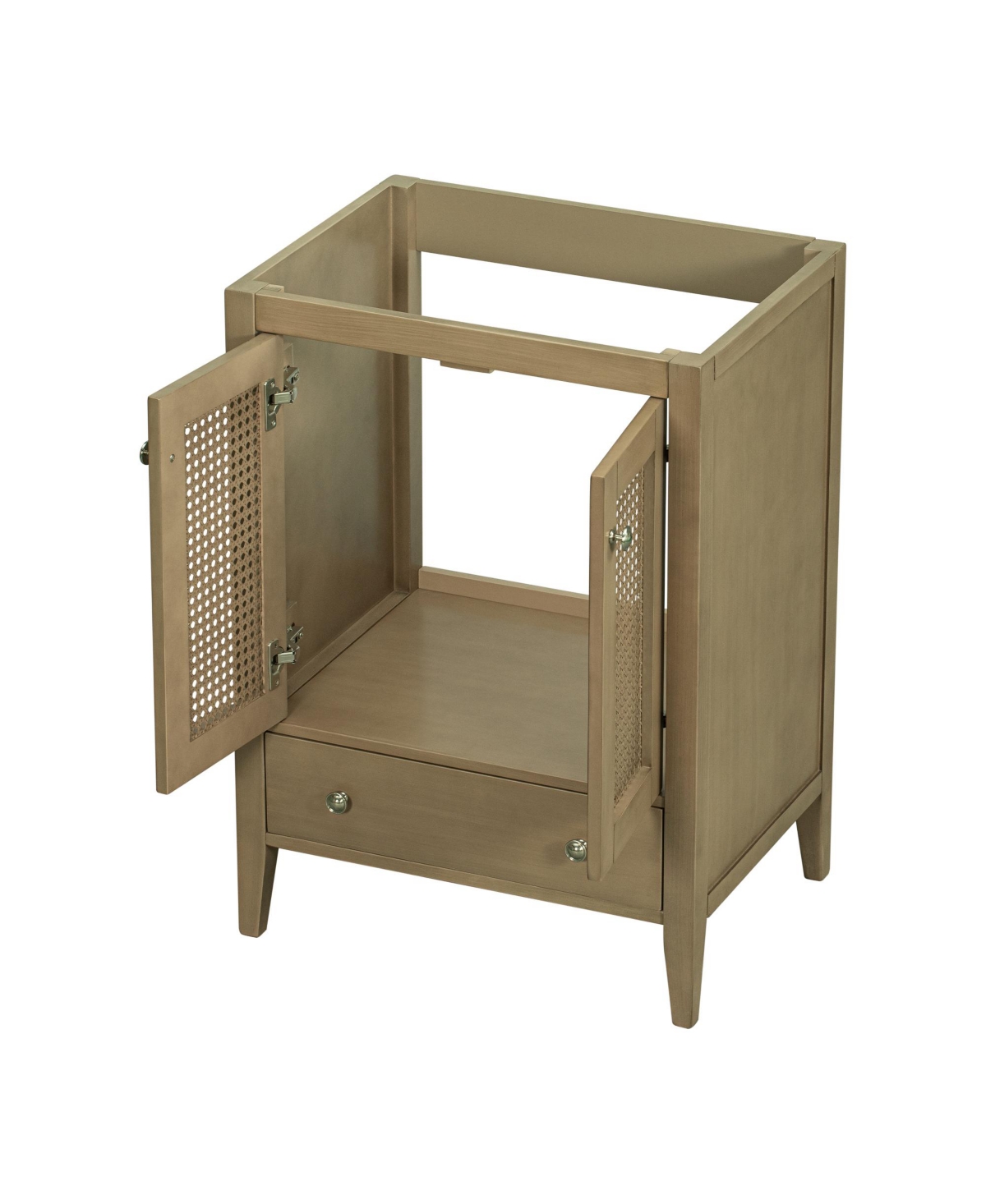 Simplie Fun 24" Bathroom Vanity without Sink, Base Only, Rattan Cabinet with Doors and Drawer, Solid Frame and Mdf Board, Natural