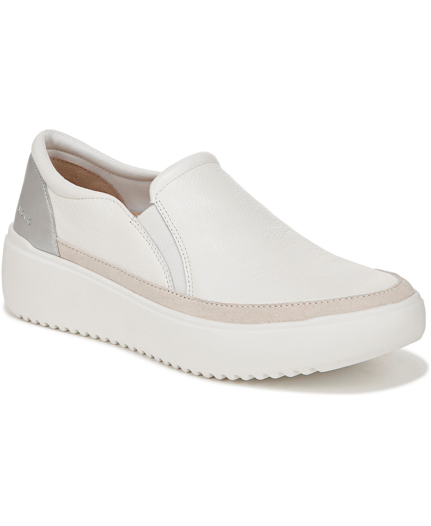 Обувь Vionic Womens Kearny Slip On Shoes, цвет: Белый кожаный — фото 1