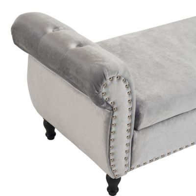 Streamdale Multifunctional Velvet Ottoman Bench with Pillow