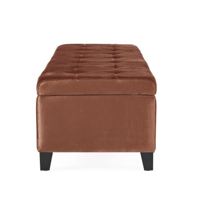 Velvet Ottoman with Lift-Top Storage and Button-Tufted Style