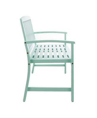 Farmhouse-Style Acacia Wood Bench In Light Mint
