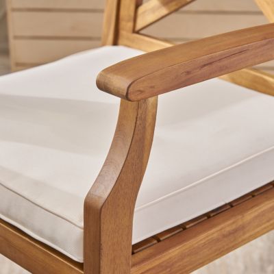 Streamdale Acacia Wood Outdoor Barstools With Water-Resistant Cushions (Set Of 2)