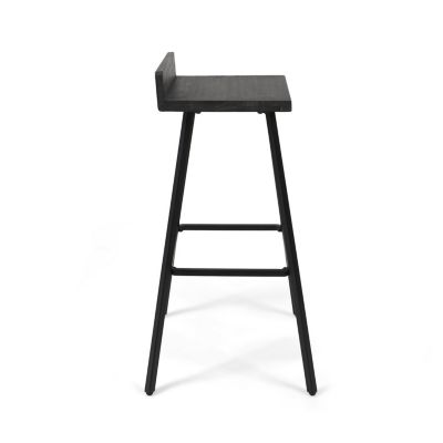 Streamdale Bidwell Acacia Wood And Iron Bar Stools With Footrests