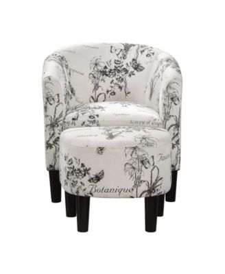 26.25" Print Canvas Churchill Accent Chair with Ottoman