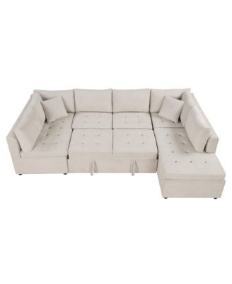 Oversized U-Shaped Sofa Bed with Pillows