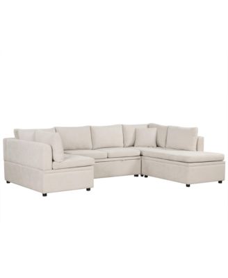 Oversized U-Shaped Sofa Bed with Pillows