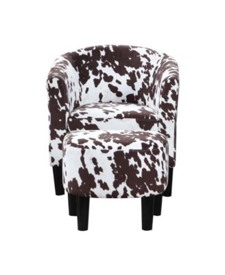 26.25" Faux Cowhide Churchill Accent Chair with Ottoman