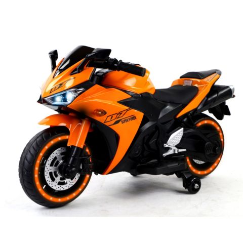 Детская игрушка Streamdale Furniture Tamco Electric Motorcycle with Training Wheels & LED Lights, Ages 3-7, цвет: Оранжевый
