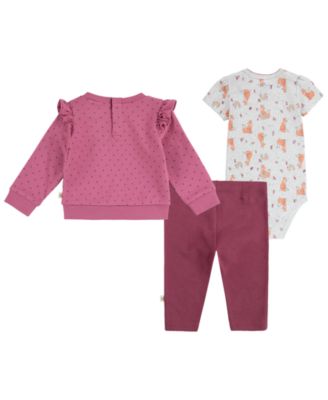 Baby Girls Crew Tee, Bodysuit and Pants, 3-Piece Set
