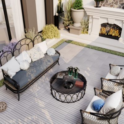 Streamdale 10-Pc Acacia Interlocking Deck Tiles (12" x 12")